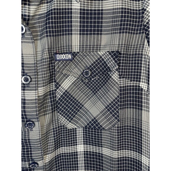 Dixxon Shirt Womens Medium Gray Blue The Paulson Plaid Button Up Flannel Pockets - Picture 5 of 12